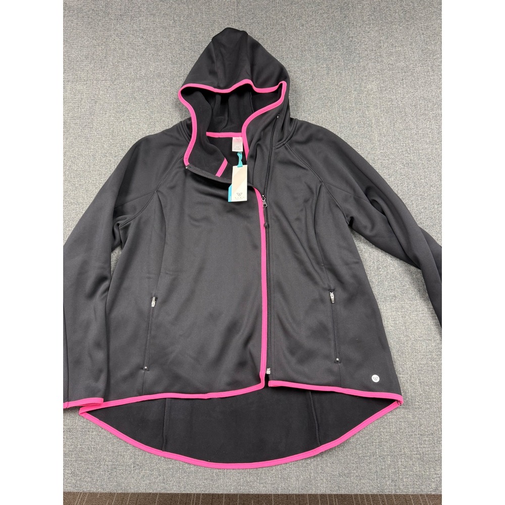 Livi Active Womens Black Pink Trim Full Zip Hoodie Jacket 18/20 1X 049300